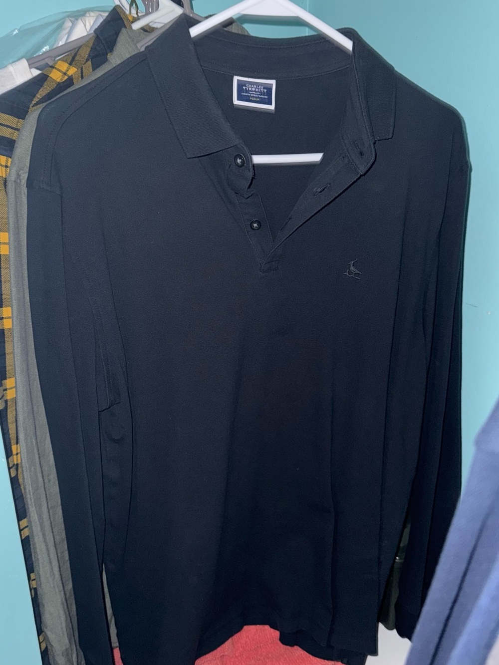 Charles Tyrwhitt Men's Long Sleeve Polo Shirt - Black